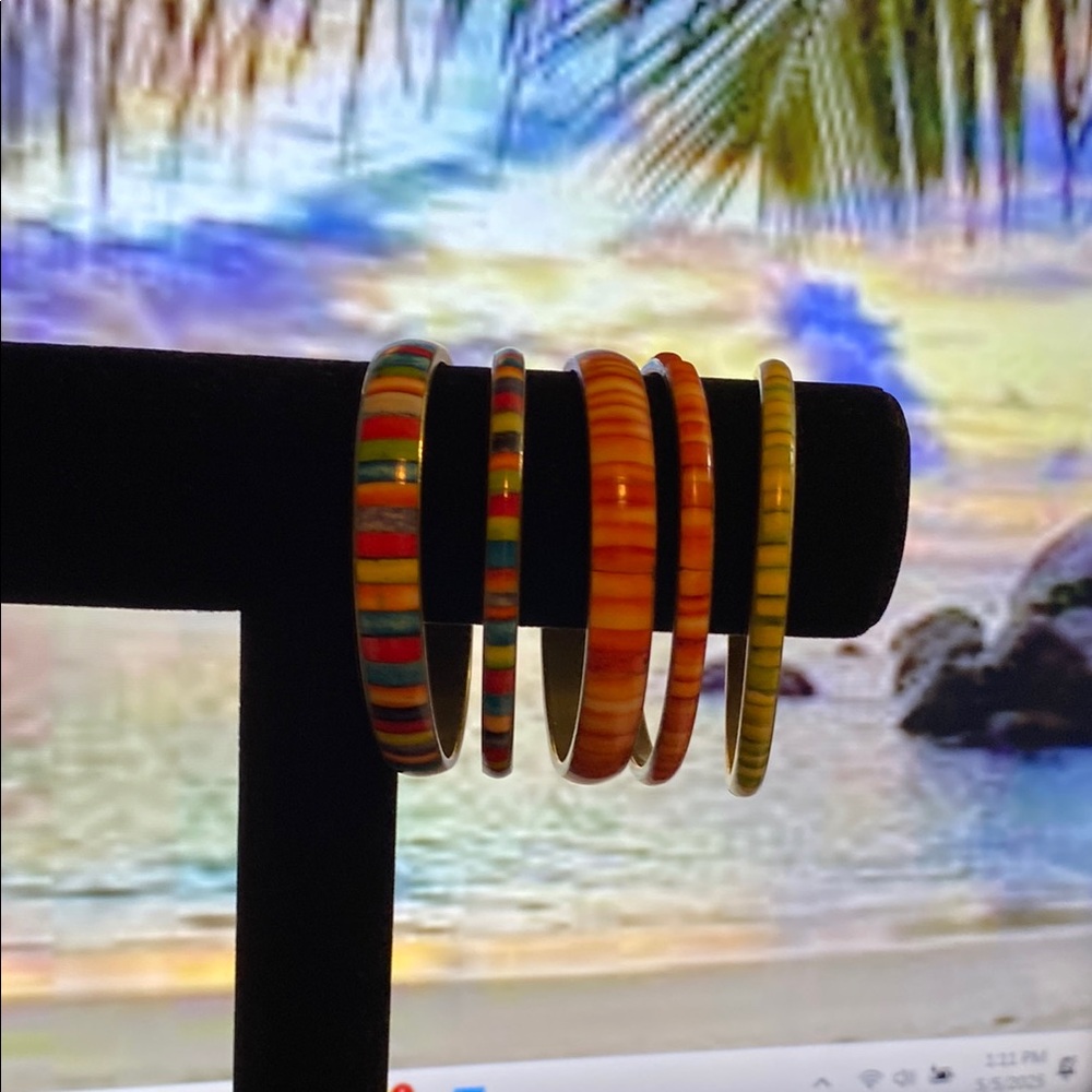 Colorful Striped Bangles Set - Picture 2 of 4